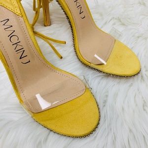 Mackin J Shoes - Yellow Tie Up Studded Stillettos 🆕 Mackin J Shoes - Yellow Tie Up Studded Stillettos 🆕